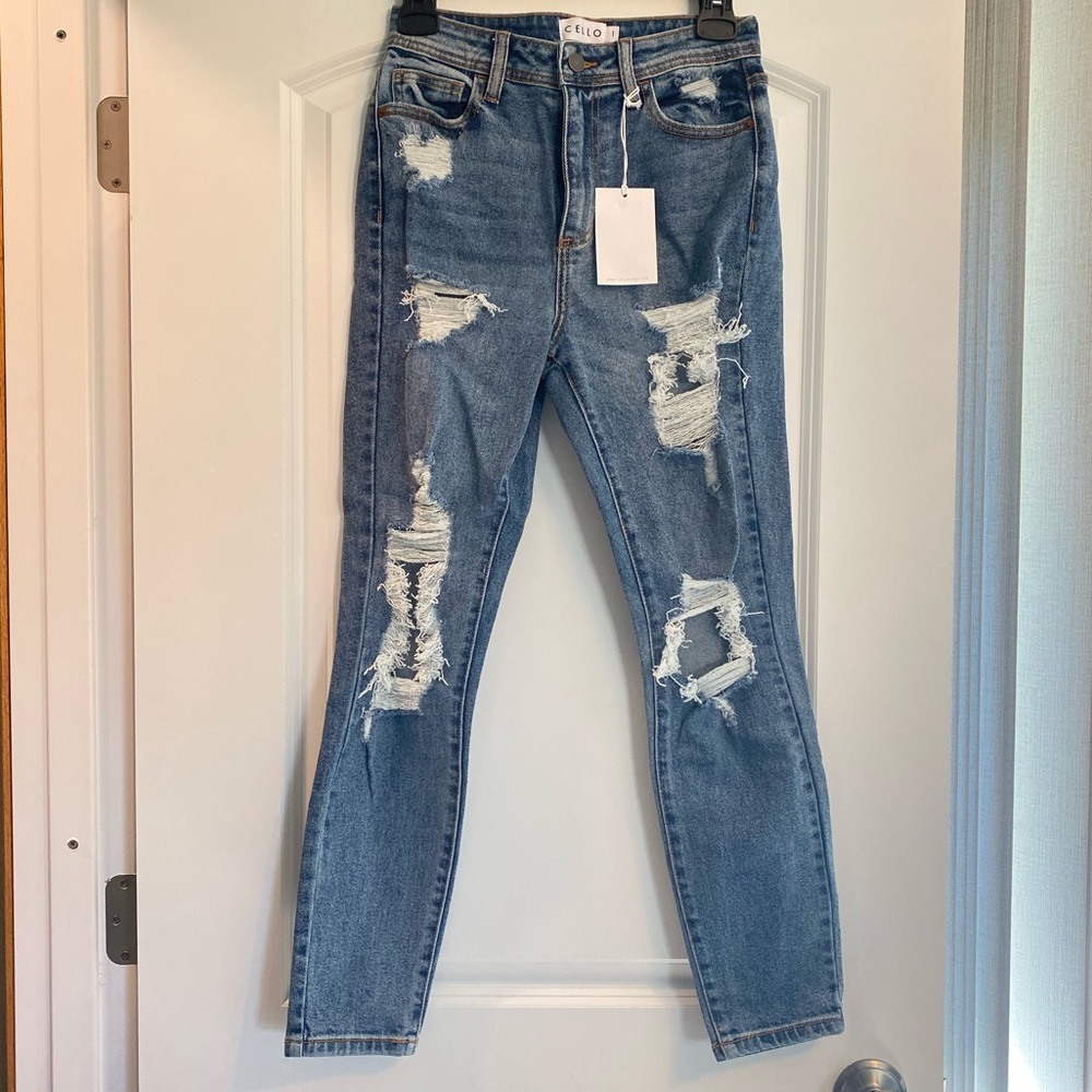 Cello Distressed Mom Jeans